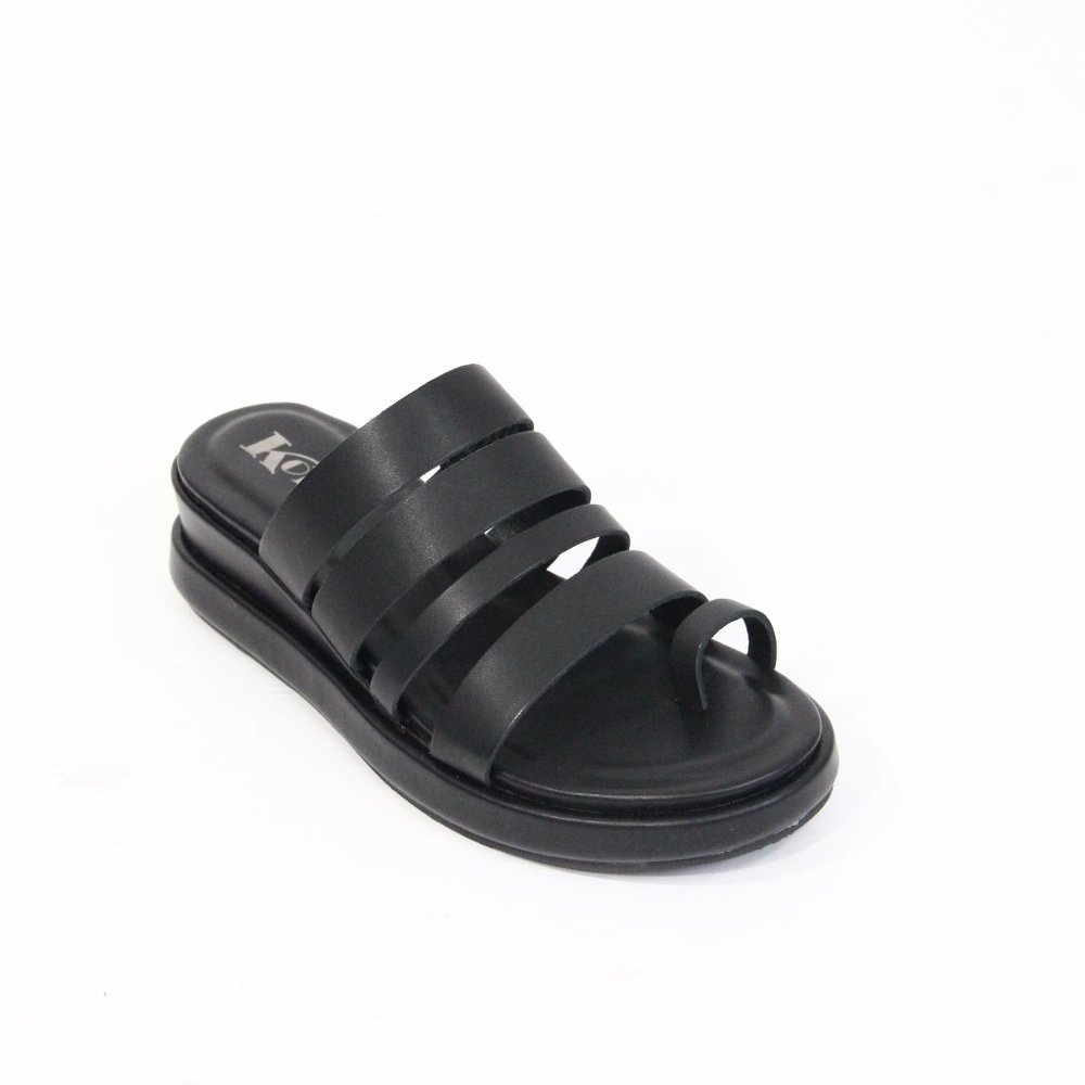 Korks Sandals sz 6 New Women Wedge Heel y2k style Platform Shoes Black Leather